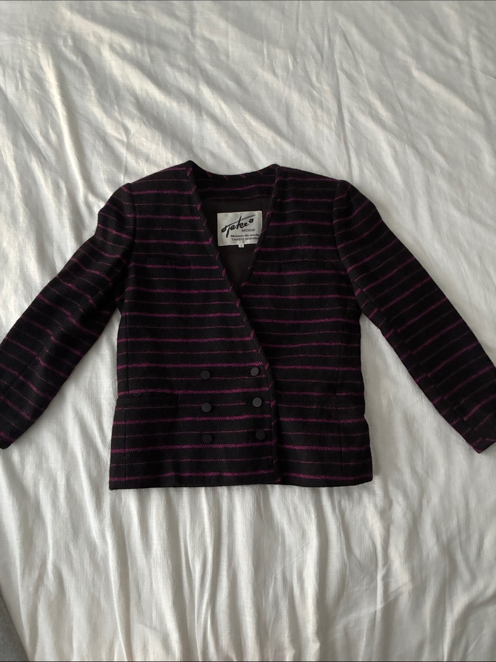 Vintage Japanese Takeo Nishida 
Maison de Mode Wool Blend Striped Blazer